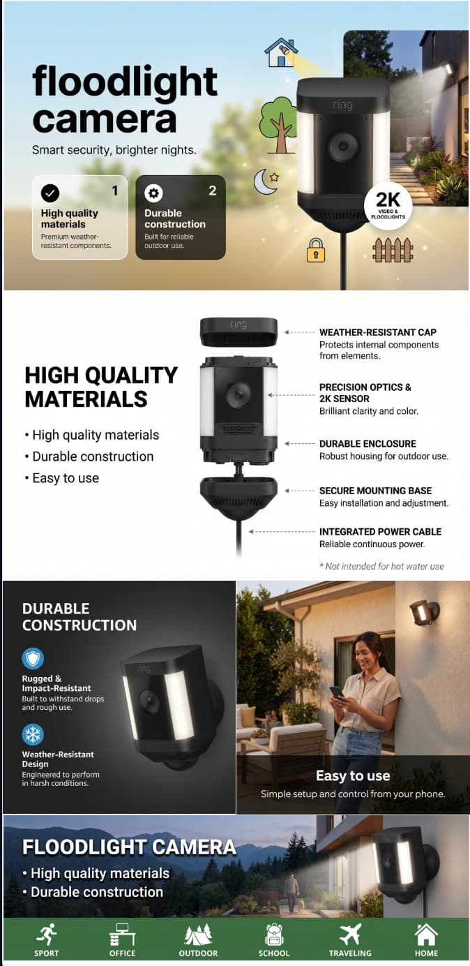 Full A+ Content banner for floodlight security camera