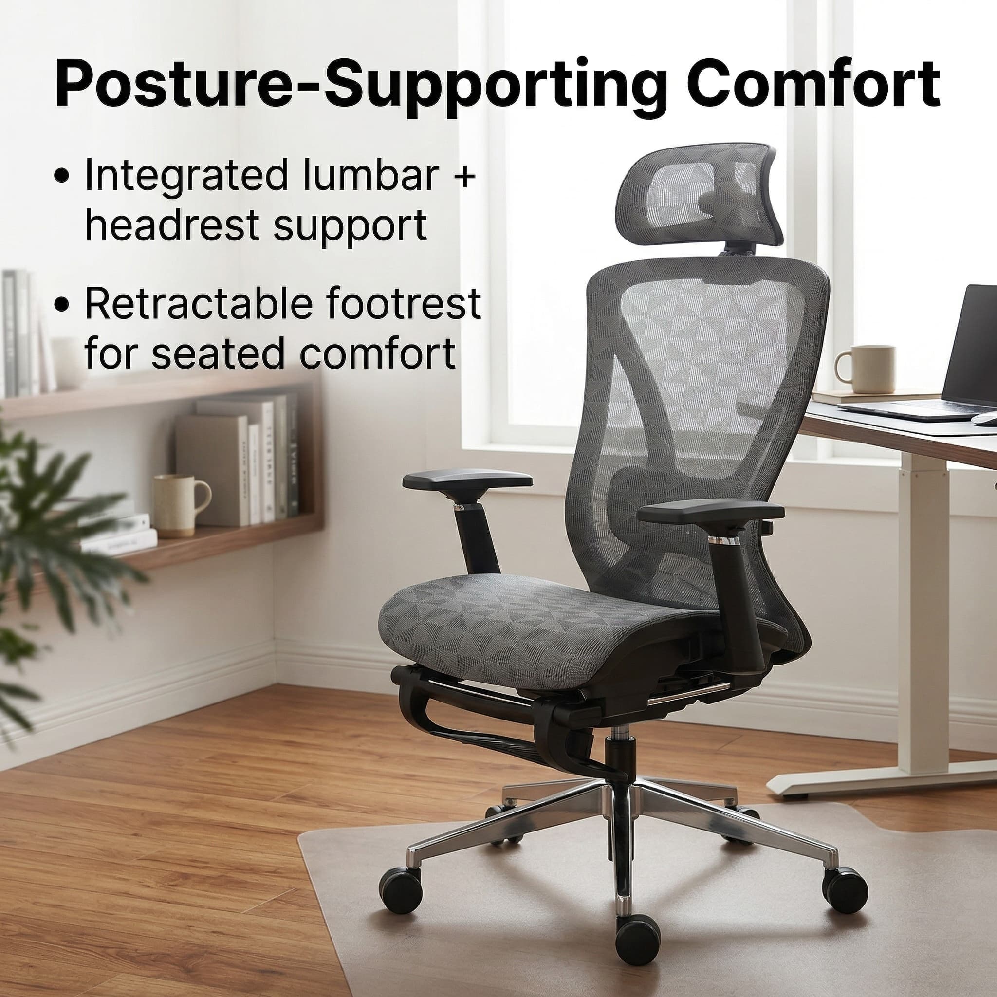 Amazon-style support image highlighting posture and comfort benefits
